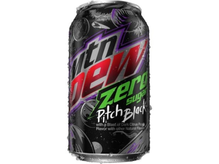 12oz can Mountain Dew Pitch Black Zero